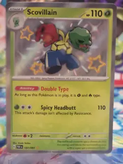 Pokemon Paldean Fates Scovillain 107/091 Shiny Rare Holo NM - Image 1