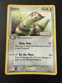 Pokemon TCG Legend Maker Furret Stamped Reverse Holo 33/92 Near Mint - Image 1