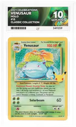 Pokemon Venusaur 015 Celebrations Graded ACE 10 - Perfect Sub Grades - Image 1