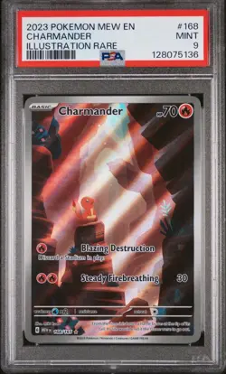 2023 Pokemon Mew EN-151 Charmander #168 Illustration Rare PSA 9 - Image 1