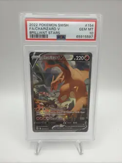 Pokemon Brilliant Stars Charizard v Alt Full Art Holo PSA 10 154/172 - Image 1