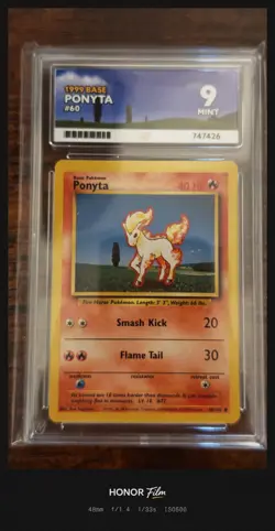 Ace Mint 9 Pokemon Base Set 1999 Ponyta 60/102 Ace Graded Wotc vintage rare - Image 1