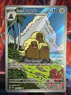 Pokemon TCG Alolan Dugtrio Holo Card Sv08: Surging Sparks 208/191 NM Condition - Image 1