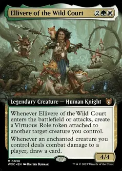 1 x Ellivere of the Wild Court - Foil - Extended Art - Commander: Wilds of Eldra - Image 1