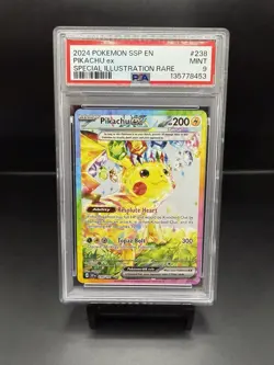 2024 POKEMON SSP EN-SURGING SPARKS SPECIAL ILLUSTRATION RARE PIKACHU EX PSA 9 - Image 1