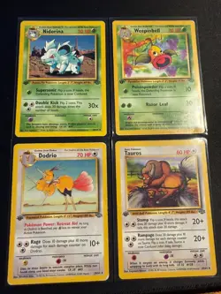 Pokemon Jungle 1st Edition Uncommon Weepinbell Tauros Dodrio Nidorina Lot of 4 - Image 1