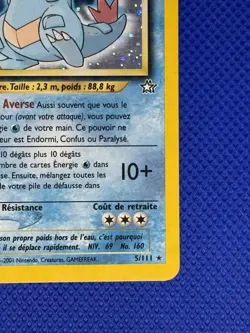 Pokemon “Aligatueur” Feraligatr French 5/111 Neo Genesis Holo Swirl Rare - Image 2