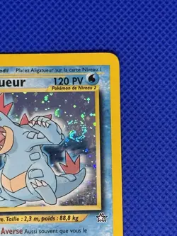 Pokemon “Aligatueur” Feraligatr French 5/111 Neo Genesis Holo Swirl Rare - Image 5