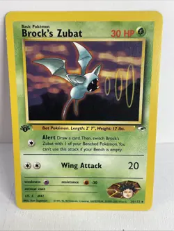 Pokemon TCG Brock's Zubat First Edition Rare Gym Heroes #24/132 2000 VTG NM - Image 1