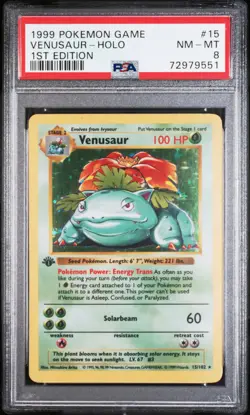 1999 Pokemon Game Venusaur-Holo 1st Edition PSA 8 - Image 1