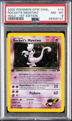 2000 POKEMON GYM CHALLENGE HOLO-1ST EDITION #14 ROCKET'S MEWTWO PSA 8 - Image 1