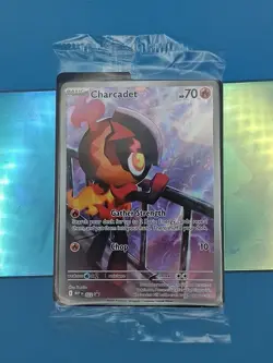 Pokemon TCG Phantasmal Flames Sealed Charcadet ETB Promo 022 Rare NM In Plastic - Image 1