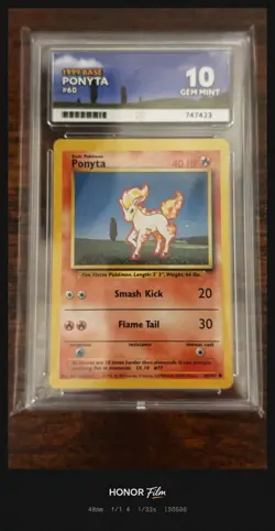 Ace Gem Mint 10 Pokemon Base Set 1999 Ponyta 60/102 Ace Graded 10 Wotc vintage - Image 1