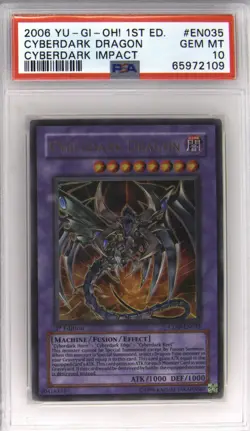 2006 YU-GI-OH! CDIP-CYBERDARK IMPACT 1ST ED #EN035 CYBERDARK DRAGON PSA 10 - Image 1