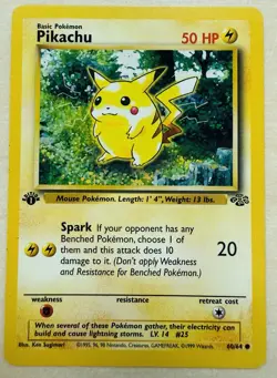 Pikachu 60/64 1st Edition Red Cheeks Jungle Set 1999 Pokemon TCG Card LP - Image 1