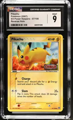 CGC 9 MINT Pikachu EX Power Keepers 57/108 Reverse Holo STAMPED Pokemon Card - Image 1