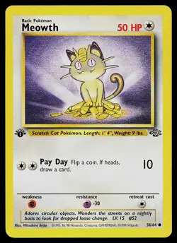 Pokemon Card - Meowth Jungle 56/64 Common 1st Edition - Image 1