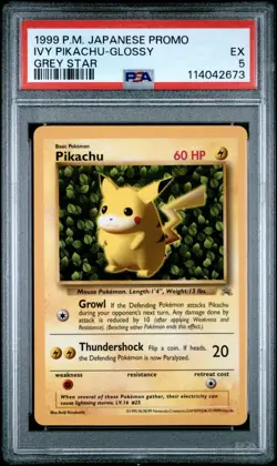 Pokemon Card Ivy Pikachu Grey Star Glossy Promo 1999 PSA 5 EX - Image 1