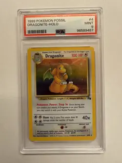 PSA 9 Pokemon Fossil 1999 Dragonite Holo 4/62 Pokemon Card - Image 1