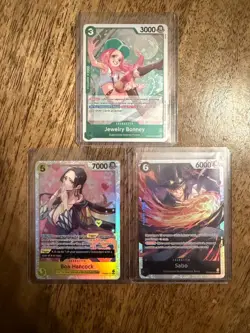 One Piece PRB02 Card Lot (3 Cards) Jewelry Bonney, Boa Hancock, and Sabo - Image 1