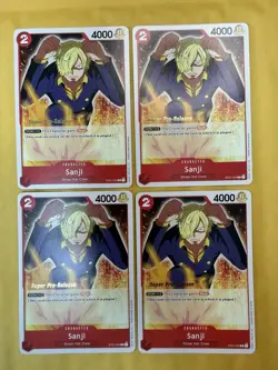 Lot Of 4 ONE PIECE ENGLISH CARD SUPER PRE-RELEASE GAME CARTE SANJI ST01-004 ST - Image 1