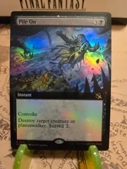 MTG Pile On March of the Machine Foil Extended Art Rare NM - Image 1