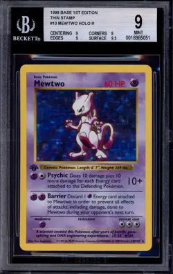 1999 Pokemon Game 1st Edition Mewtwo-Holo #10 BGS 9 MINT - Image 1
