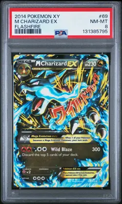 2014 POKEMON XY FLASHFIRE #69 M CHARIZARD EX PSA 8 - Image 1
