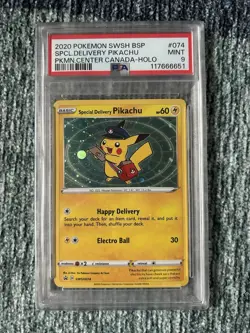 Pokemon SWSH Black Star Promo HOLO Special Delivery Pikachu SWSH074 - PSA 9 - Image 1