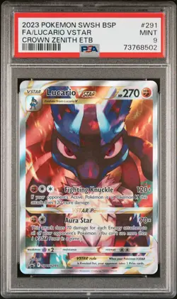 Pokemon 2023 Crown Zenith ETB Lucario VSTAR SWSH291 Black Star Promo PSA 9 Mint - Image 1