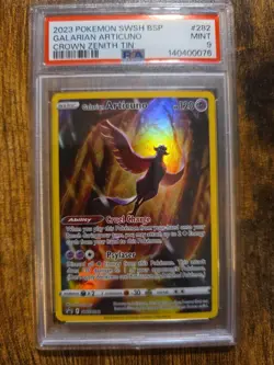 2023 Pokemon Black Star Promo SWSH282 Galarian Articuno Crown Zenith Tin PSA 9 - Image 1