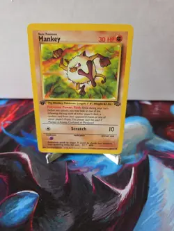 Pokemon TCG Mankey Jungle Card 1st Edition, Regular Common, #55/64 - Image 1