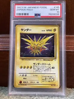 Pokemon PSA 10 GEM MINT Japanese Zapdos Holofoil Rare Fossil #145 1997 Holo Card - Image 1