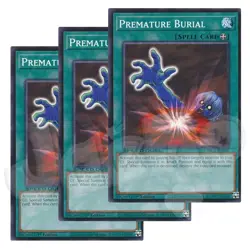 Yugioh - Premature Burial x 3 - 1st Edition NM - Plus Free Holographic Card - Image 1