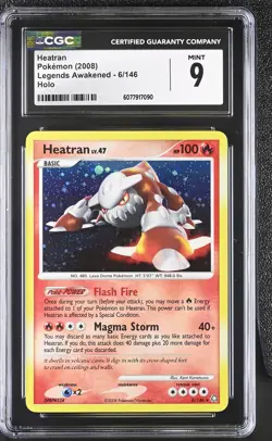 CGC 9 MINT Heatran 2008 Legends Awakened 6/146 Holo Pokemon Card - Image 1