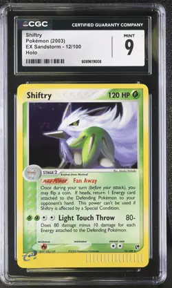 CGC 9 MINT Shiftry 2003 EX Sandstorm 12/100 Holo SWIRL Pokemon Card - Image 1