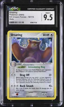 CGC 9.5 MINT+ Ursaring 2005 EX Unseen Forces 18/115 Holo Pokemon Card - Image 1