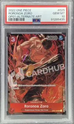 CARTA ONE PIECE ZORO OP01-025 ENG PSA 10 GRADATA CARD - Image 1