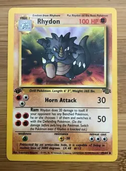 Pokemon Rhydon Stage 1 Card 45/64 1999 1st Edition - Image 1