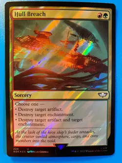 MTG 1x SURGE FOIL Hull Breach # 224 Universes Warhammer 40000 40K Magic x1 NM - Image 1