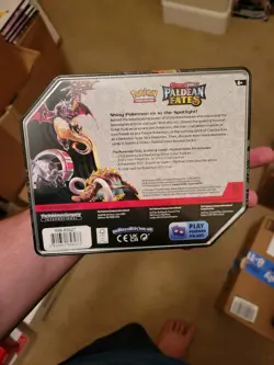 Pokemon Scarlet Violet Paldean Fates Charizard Tin Factory Sealed (NEW) Scratch - Image 3