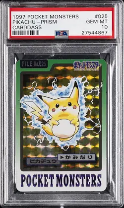 1997 POCKET MONSTERS CARDDASS #025 PIKACHU-PRISM PSA 10 - Image 1