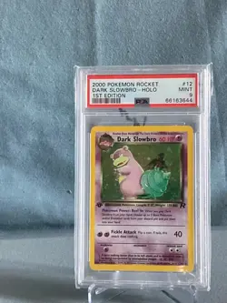 2000 Pokemon Team Rocket Dark Slowbro 1st Edition Holo Rare #12 PSA 9 Mint - Image 1