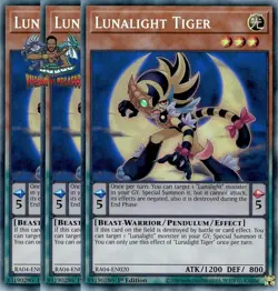 Yugioh! 3x Lunalight Tiger RA04-EN020 Collector's Rare 1st Ed NM - Image 1