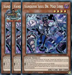 Yugioh! 3x Vanquish Soul Dr. Mad Love RA04-EN045 Collector's Rare 1st Ed NM - Image 1