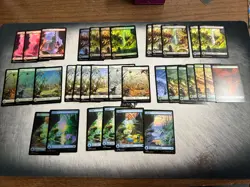 MTG FOIL x 9, 34 Full Art Lands Plains Swamp Forest Island Mountain Bloomburrow - Image 1