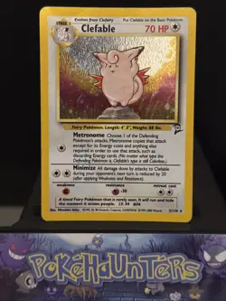 Pokemon Card Clefable 5/130 Holo Base Set 2 WOTC Holo Rare Swirl Played - Image 1
