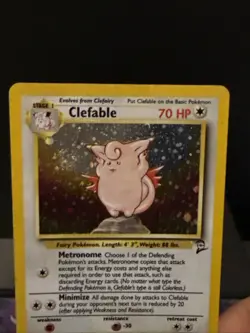 Pokemon Card Clefable 5/130 Holo Base Set 2 WOTC Holo Rare Swirl Played - Image 2
