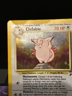 Pokemon Card Clefable 5/130 Holo Base Set 2 WOTC Holo Rare Swirl Played - Image 3
