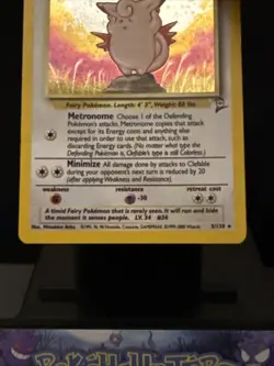 Pokemon Card Clefable 5/130 Holo Base Set 2 WOTC Holo Rare Swirl Played - Image 4